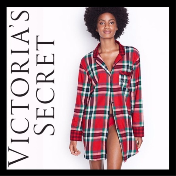 Victoria's Secret Other - Victoria's Secret Red Flannel Sleep Shirt NWT